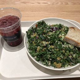 Mediterranean falafel chopped salad with raspberry hibiscus tea