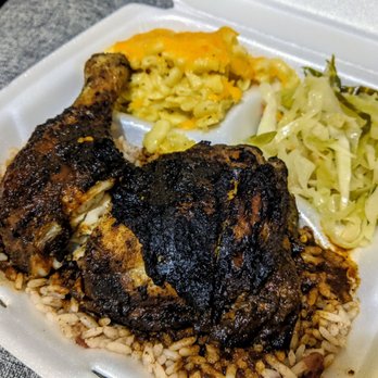 Mercy's Jamaican Kitchen - Jerk chicken with rice and peas, cabbage, and Mac n cheese. Life-changing deliciousness. - Caribbean Near Me - Columbus, Georgia