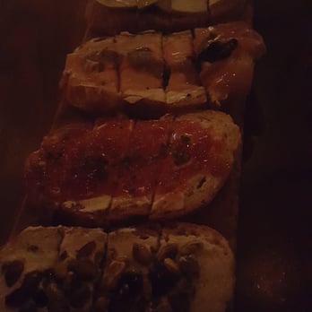 Postino East - Bruchetta: apple, prosciutto, tomato, and pistachio! Awesome way to present it! - Wine Bars Near Me - Gilbert, Arizona