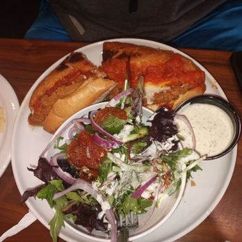 AWSOM Wings Pizza & Burgers - Chicken parmesan with delicious salad. - Chicken Wings Near Me - Montebello, California