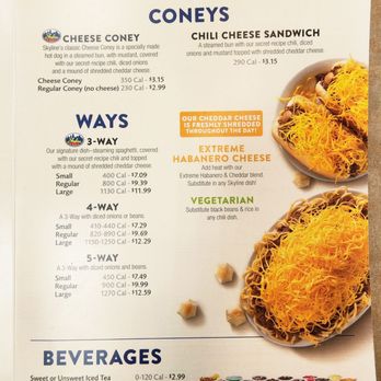 Skyline Chili - Menu 11/25 - Fast Food Near Me - Canal Winchester, Ohio