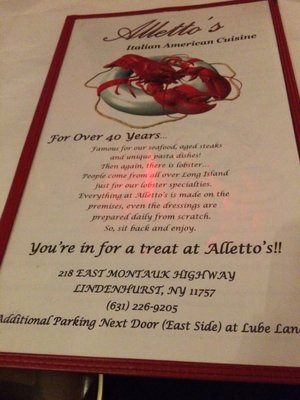 Menu photo 4 Alletto's Restaurant Lindenhurst, NY Menu photo 4 Alletto's Restaurant Lindenhurst, NY