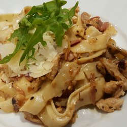 Rene's Pizza Place - Good chunks of chicken breast with a creamy sauce and fresh black pepper adds a kick to this pasta