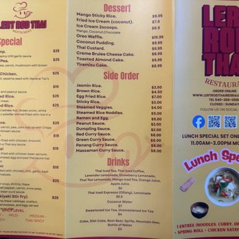 Lert Rod Thai Restaurant - Menu - Thai Near Me - Stafford, Virginia