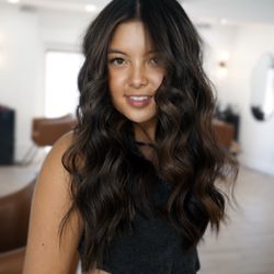 Sometimes brunettes want a little pop while still feeling like a brunette..and that's just what we did was add a pop of color!