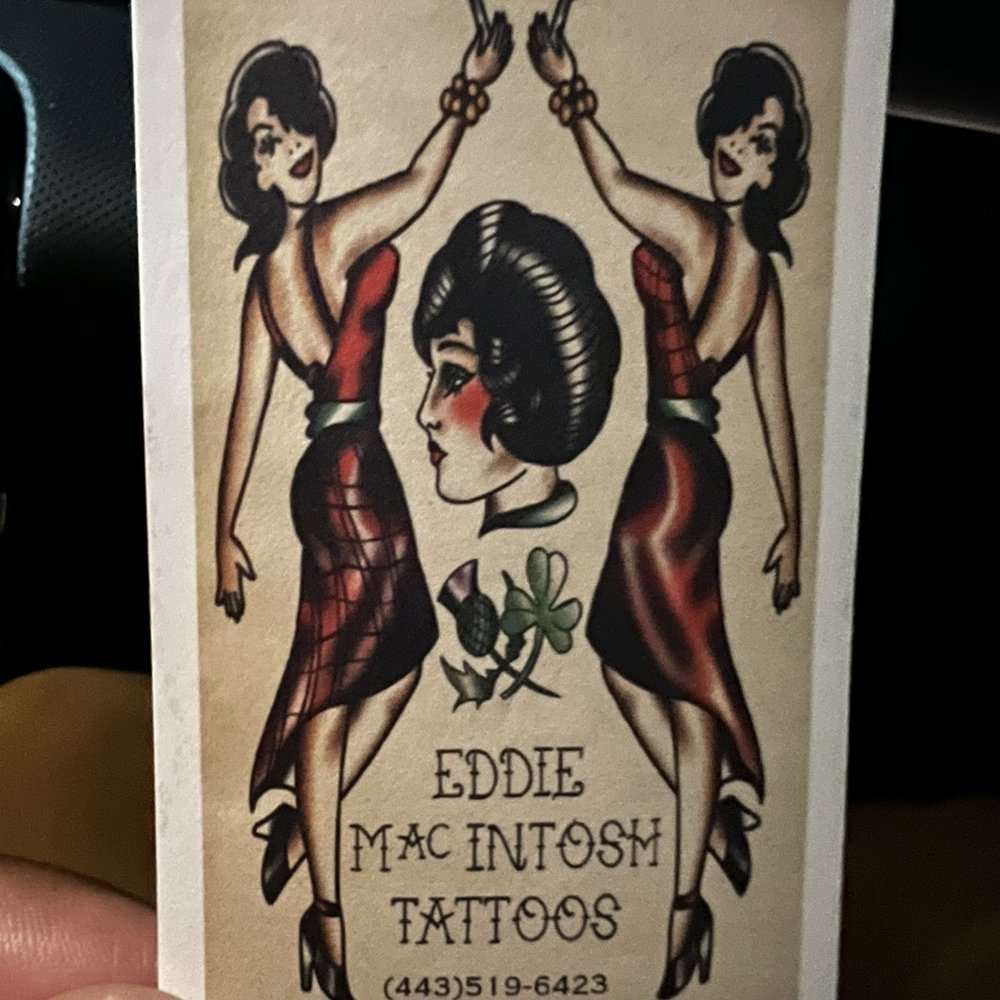 Naked Art Tattoo - Eddie MacIntos' business card the artist who did my tattoo. - Tattoo Near Me - Odenton, Maryland