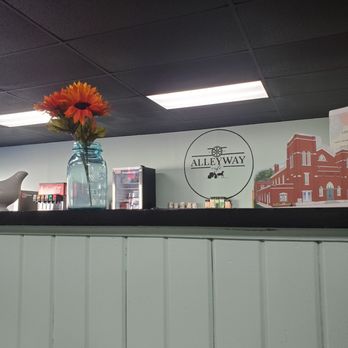 Alleyway Cafe - Looking over the wall from our booth - Desserts Near Me - Germantown, Ohio