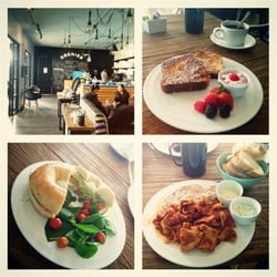Grenier Café Boutique - Pan francés, bagel y chilaquiles con chicharrón.