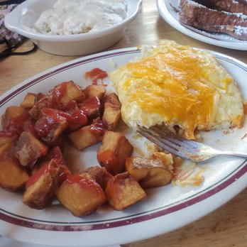 Red Kettle - Inside out scramble with deep fried potatoes - Breakfast & Brunch Near Me - Idyllwild, California Red Kettle - Inside out scramble with deep fried potatoes - Breakfast & Brunch Near Me - Idyllwild, California