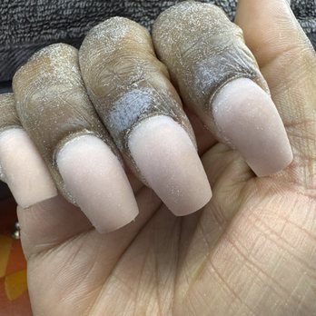 West7 Nail Bar - "This was done". Bulky acrylic just laid on top by Lucie. - Nail Salons Near Me - Fort Worth, Texas West7 Nail Bar - "This was done". Bulky acrylic just laid on top by Lucie. - Nail Salons Near Me - Fort Worth, Texas