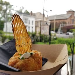 Chez Nous - a fork sticking out of a piece of bread - food - New American Near Me - Schenectady, New York