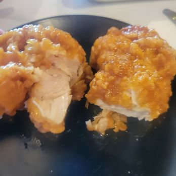 DHC Chicken - Chicken finger cut open. This shows the quality if the actual chicken - Korean Near Me - Columbus, Ohio
