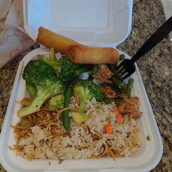 Panda Express - A bigger plate 1/2 rice 1/2 chow mein String bean chicken breast Two veggie egg rolls - Chinese Near Me - Lake View Terrace, California Panda Express - A bigger plate 1/2 rice 1/2 chow mein String bean chicken breast Two veggie egg rolls - Chinese Near Me - Lake View Terrace, California