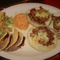 Tacos al pastor combo with rice and beans