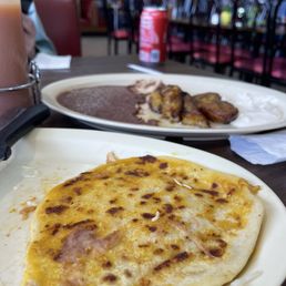 Mixta Pupusa and plantains