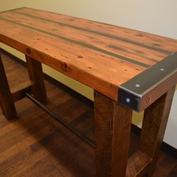 Imagination Furnishings - Industrial metal and wood pub table. One of a variety of styles.