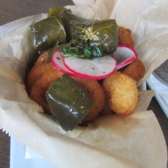 Brussels Bistro - nice calamari and shrimp and bonus dolmas - Belgian Near Me - San Clemente, California