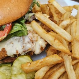 California Crispy Chicken Sandwich with Buffalo sauce.