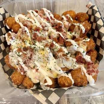 Rocky's Pizza & R Bar - Loaded Cajun tots. Not that Cajun tasting at all and the tots were a bit overcooked - Pizza Near Me - Battle Ground, Washington Rocky's Pizza & R Bar - Loaded Cajun tots. Not that Cajun tasting at all and the tots were a bit overcooked - Pizza Near Me - Battle Ground, Washington