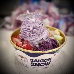 Saigon Snow - Ube Snow with Strawberries and Coconut