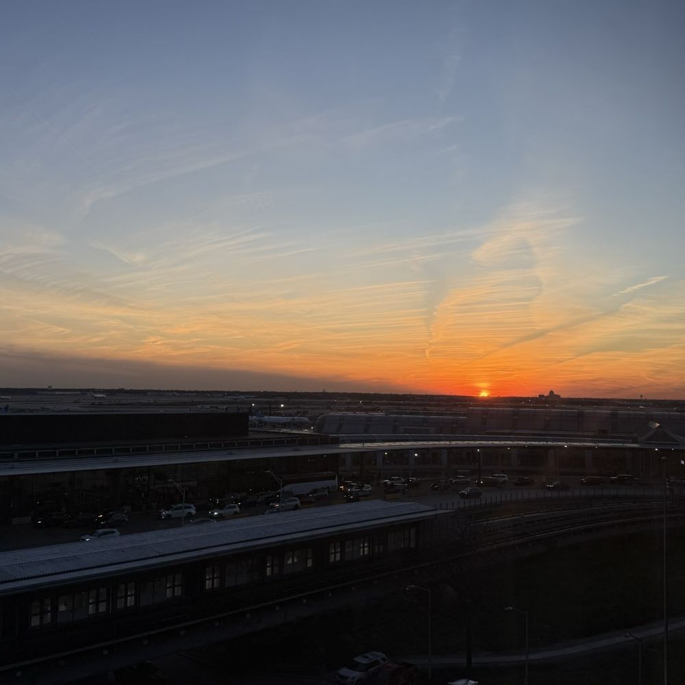 Nice view of the airfield and sunset.