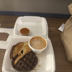 Back Forty - Hamburger patty, toast, chili, side of brown gravy....