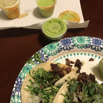 Tacos El Machin - Tacos and all the grease on the side of the salsa containers from the tacos and bag - Mexican Near Me - Corvallis, Oregon Tacos El Machin - Tacos and all the grease on the side of the salsa containers from the tacos and bag - Mexican Near Me - Corvallis, Oregon