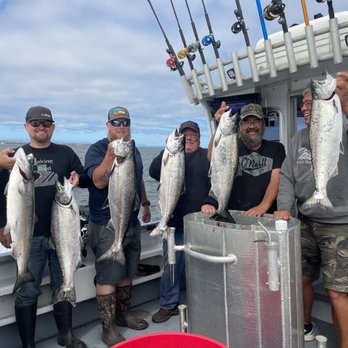 Salty Dog Charters - Our group with our king salmon. - Boat Charters Near Me - Westport, Washington Salty Dog Charters - Our group with our king salmon. - Boat Charters Near Me - Westport, Washington