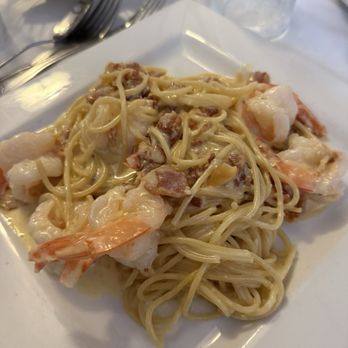 Ristorante Saraceno - Shrimp Spaghetti alla Carbonara - Italian Near Me - Boston, Massachusetts