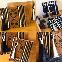Sunshine Shop Tucson - Ponytail Pouches with Horse Hair Tassels (vintage mudcloth or indigo) by Willie's Fort available at Sunshine Shop Tucson.