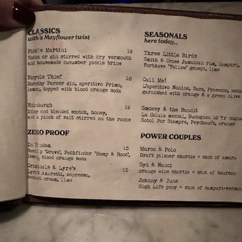 Mayflower - Menu 1/6/26 - Cocktail Bars Near Me - Brooklyn, New York Mayflower - Menu 1/6/26 - Cocktail Bars Near Me - Brooklyn, New York