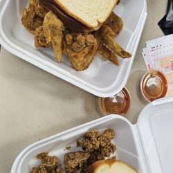 Newt's Fried Chicken - Six piece chicken wings and a half of dozen of livers