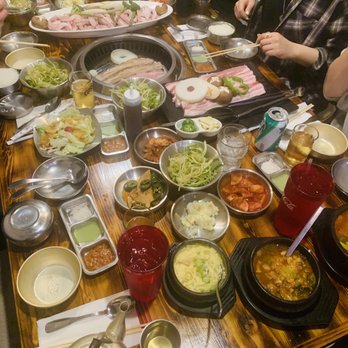 Don Pocha - Huge feast! Hahng jeong sal, samgyubsal, dwenjangjjigae, Kimchi-Jjigae, gyeran jjim - Korean Near Me - Upper Arlington, Ohio Don Pocha - Huge feast! Hahng jeong sal, samgyubsal, dwenjangjjigae, Kimchi-Jjigae, gyeran jjim - Korean Near Me - Upper Arlington, Ohio