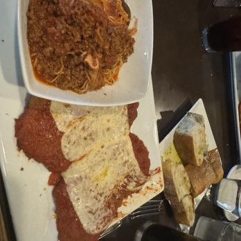 Agliolio - Veal parmigiana with angel hair meat sauce - Wine Bars Near Me - Wellington, Florida