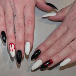 Lovely Nails - Michael is the BEST for acrylic or gel-x nails! Blood design for spooky season. Happy October!
