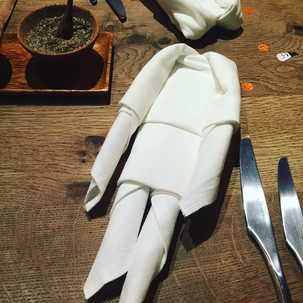 The Mermaid - Mummy napkin in honour of Halloween! - Pubs Near Me - Huntingdon, CAM