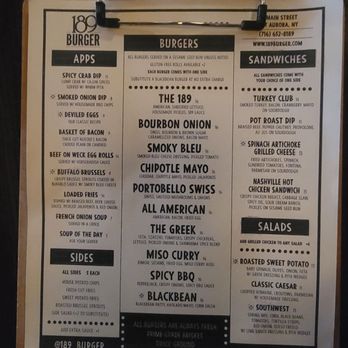 189 Burger - The menu selection. - New American Near Me - East Aurora, New York 189 Burger - The menu selection. - New American Near Me - East Aurora, New York