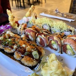 We ordered three different rolls, Volcano roll, Dragon roll and a Sergio roll. OMG! My favorite was the Sergio. It's a must next time. We ordered three different rolls, Volcano roll, Dragon roll and a Sergio roll. OMG! My favorite was the Sergio. It's a must next time.