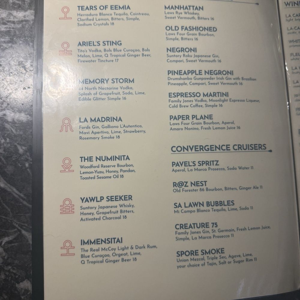 Sips with a Z - Photo of the first page of the drinks menu. - Cocktail Bars Near Me - Denver, Colorado