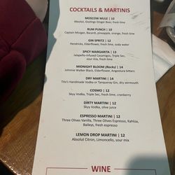 Sophia's Pizza & Sports Bar - Drink menu