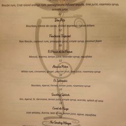 Taste - Signature cocktail menu