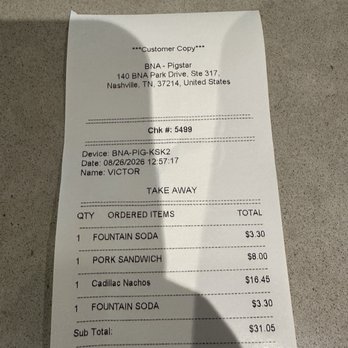 PigStar - Receipt-Summer 2026 - Barbeque Near Me - Nashville, Tennessee PigStar - Receipt-Summer 2026 - Barbeque Near Me - Nashville, Tennessee