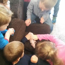 Everyone got a turn with the naked rat.