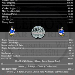 LeeBo's Bar & Grill - Leebo's Bar & Grill Menu (insert back)