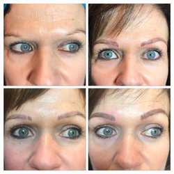 Brows by Daniele Davis - Before, after, healed, and touched up.