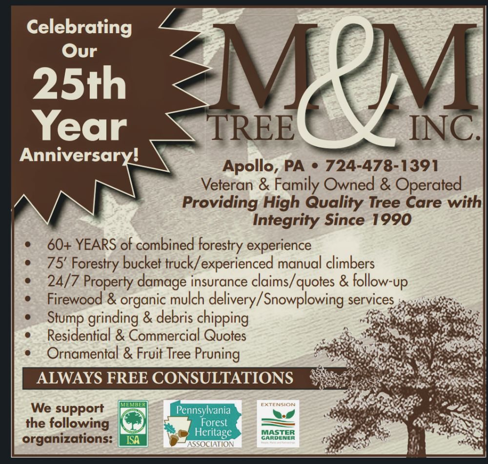 M & M Tree Inc Tree Services 805 Old State Rd, Apollo, PA Phone