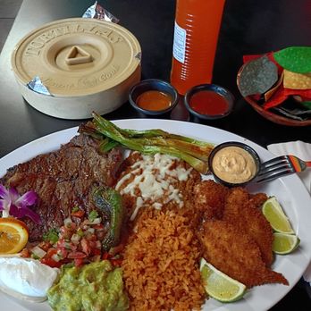 El Tesoro Mazatlan - Carne asada plate and breaded shrimp - Mexican Near Me - Vallejo, California