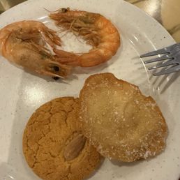 Shrimp, almond cookie, and Chinese doughnut Shrimp, almond cookie, and Chinese doughnut