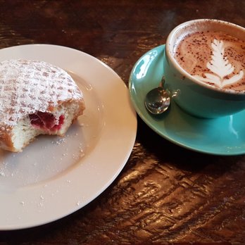 49th Parallel Coffee - Berry donut and hot chocolate. - Cafes Near Me - Vancouver, British Columbia 49th Parallel Coffee - Berry donut and hot chocolate. - Cafes Near Me - Vancouver, British Columbia