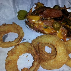 Cox Bros BBQ - The Gorgeous Memphis w added fire!!! Oh yes, yes, yes! Pulled Pork, Brisket, & Links grilled w jalapeno & chez!!